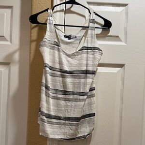 Volcom White Tank Top with Black Horizontal Stripes